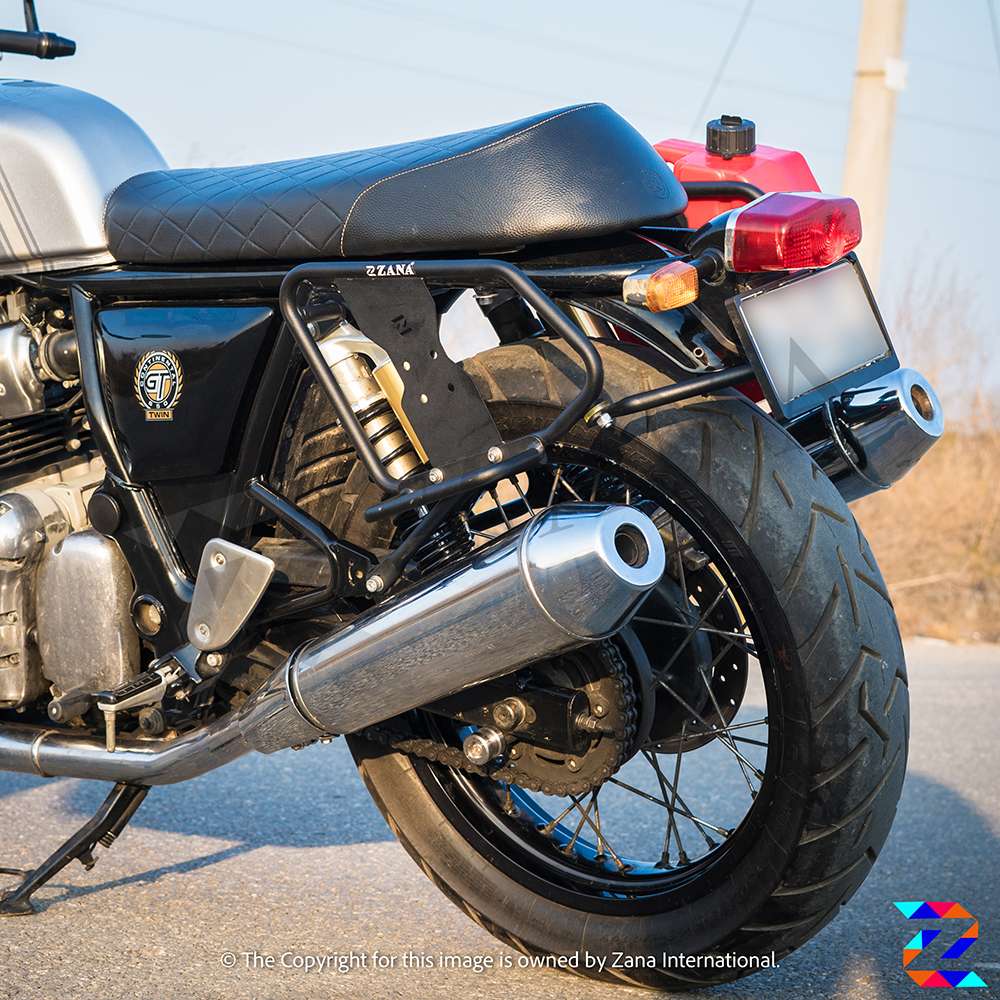 Royal Enfield Interceptor/ GT 650 Zana Saddle stay with Exhaust shield with Jerry can mount Texture Matte black - Image 6